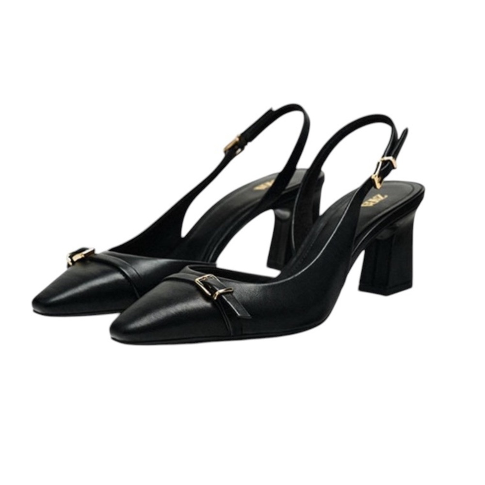 ZARA  Half d'Orsay Slingback Pump With Block Heel Size 42 U.S. 11